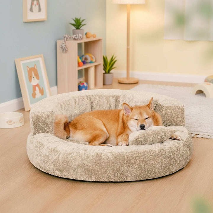 Diamond Velvet Orthopedic Donut Dog Bed with Double-Layer Supportive Padding