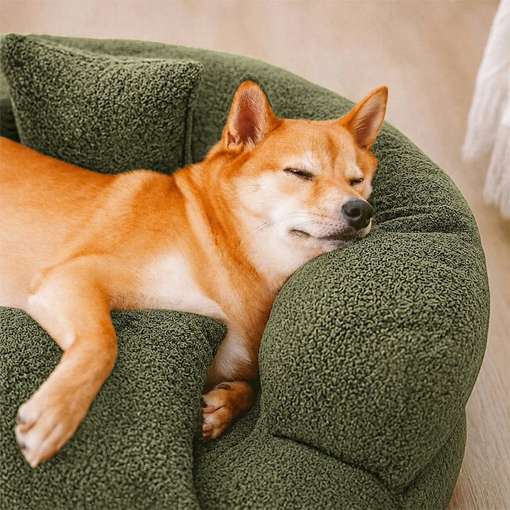 Diamond Velvet Orthopedic Donut Dog Bed with Double-Layer Supportive Padding