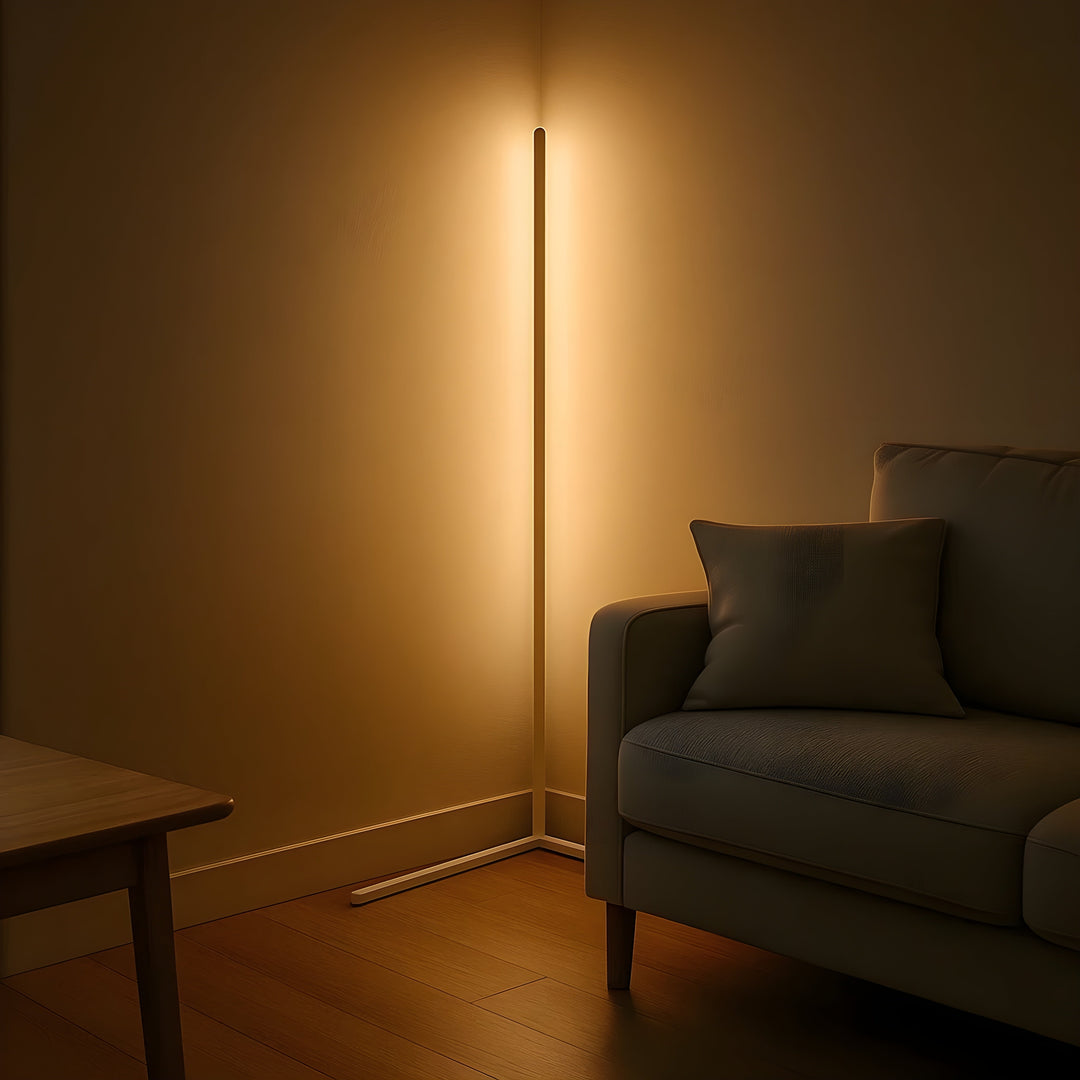 Dimmable LED Corner Floor Lamp with Remote Control - Modern Design, Indirect Lighting
