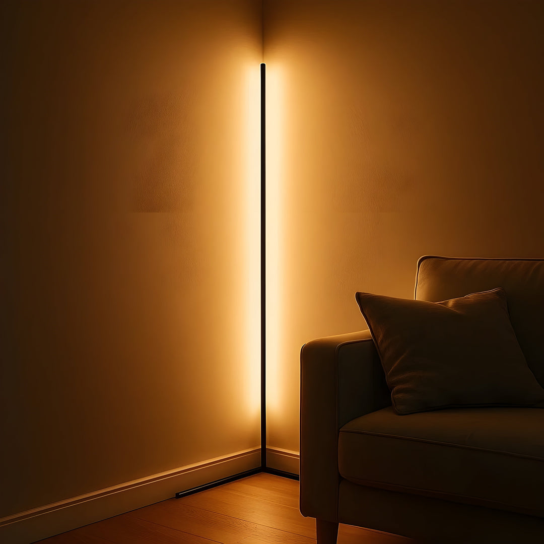 Dimmable LED Corner Floor Lamp with Remote Control - Modern Design, Indirect Lighting