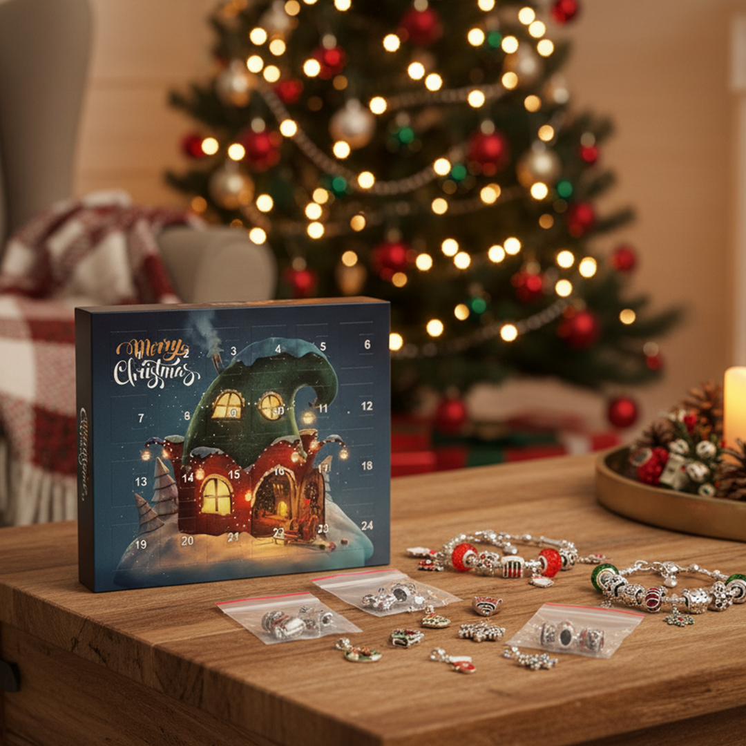 DIY 24-Day Christmas Advent Calendar and Bracelet Set