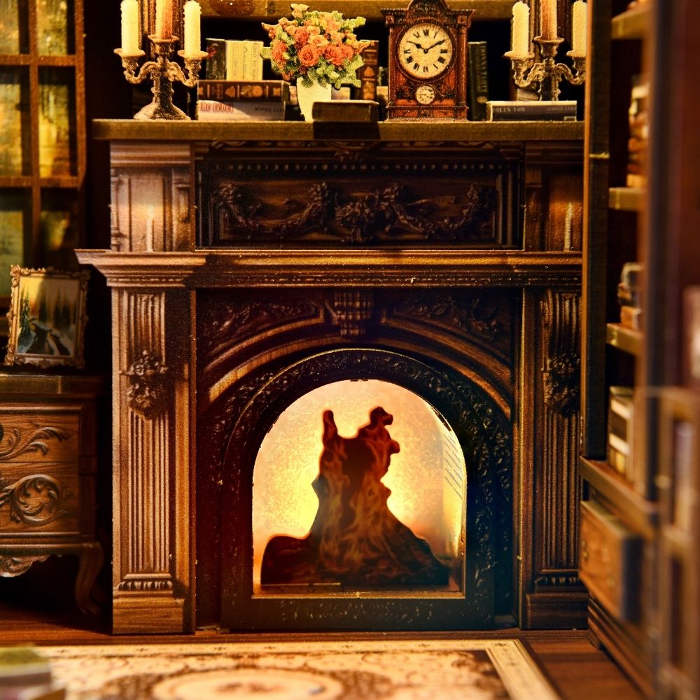 DIY Twilight Library Book Nook Miniature Kit with LED Light - 194 Pieces