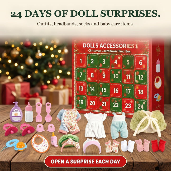 Baby Doll Accessories Advent Calendar, 24 Outfits, Bottles and Dress-Up Surprises