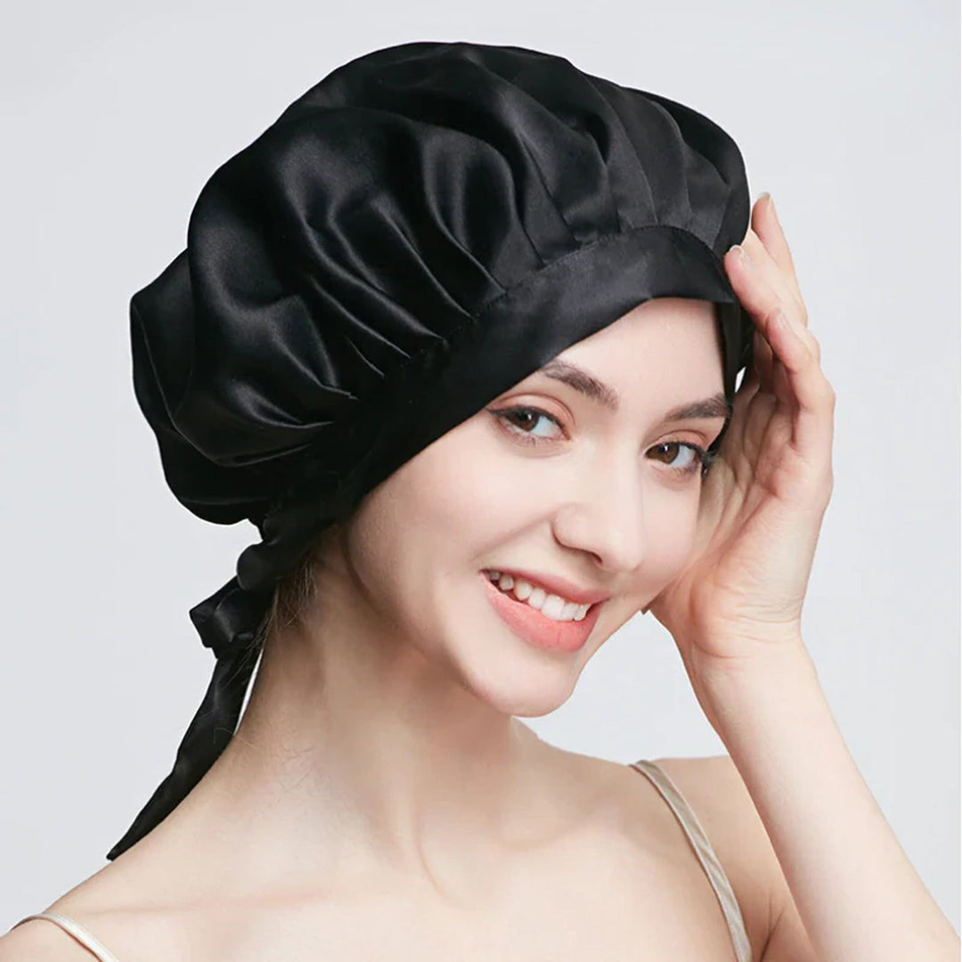Double-Layer Silk Bonnet with Adjustable Strap