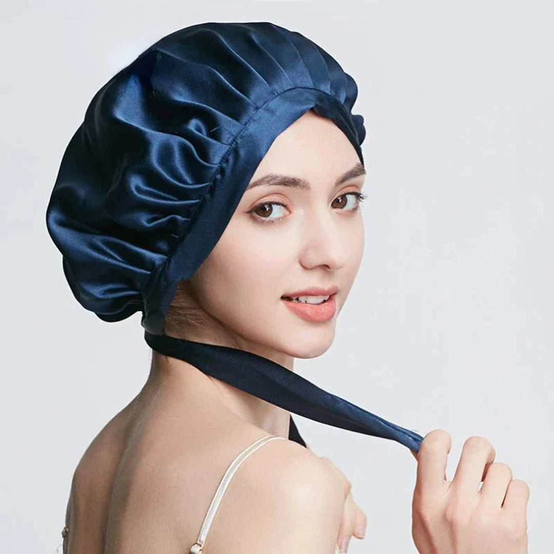 Double-Layer Silk Bonnet with Adjustable Strap