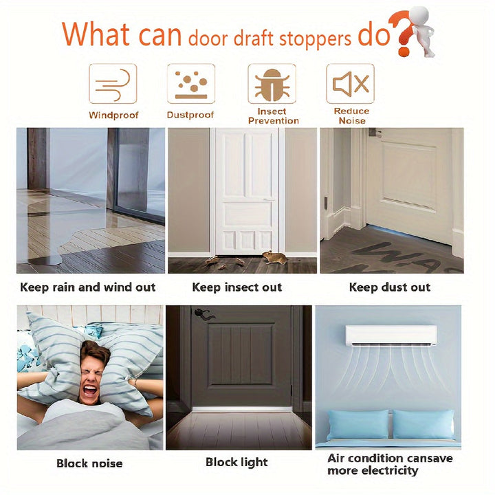 Draft Stopper for Door - Silicone Door Sweep with Strong Adhesive and Sound Insulation