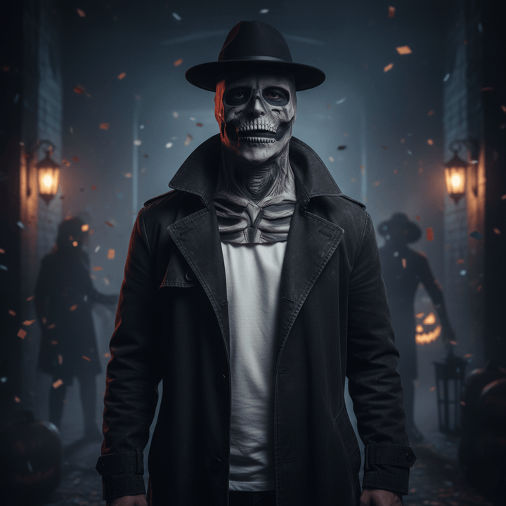 DREADSKULL – Realistic skeleton mask with hat for ultimate Halloween transformation