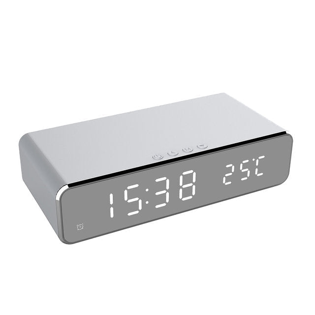Dual-Function Alarm Clock with Slim Wireless Charging Base