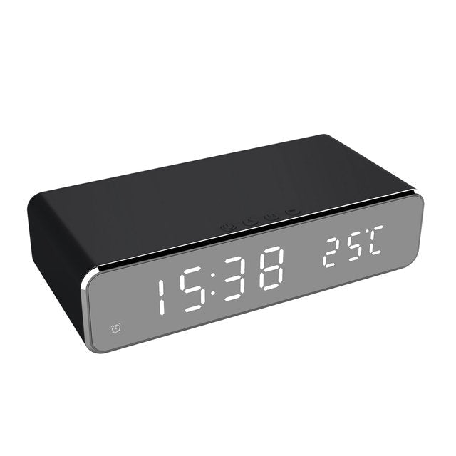 Dual-Function Alarm Clock with Slim Wireless Charging Base