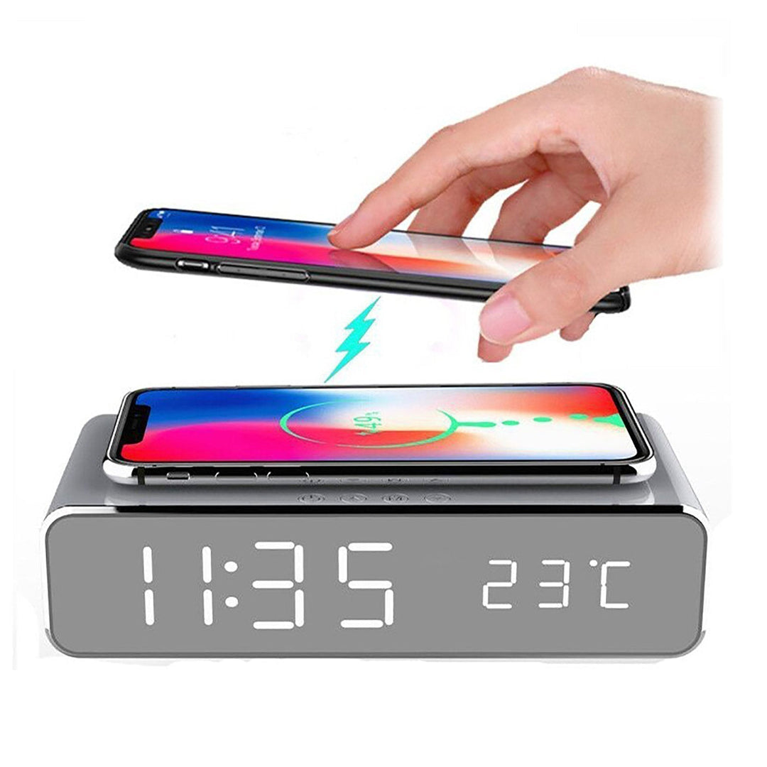 Dual-Function Alarm Clock with Slim Wireless Charging Base
