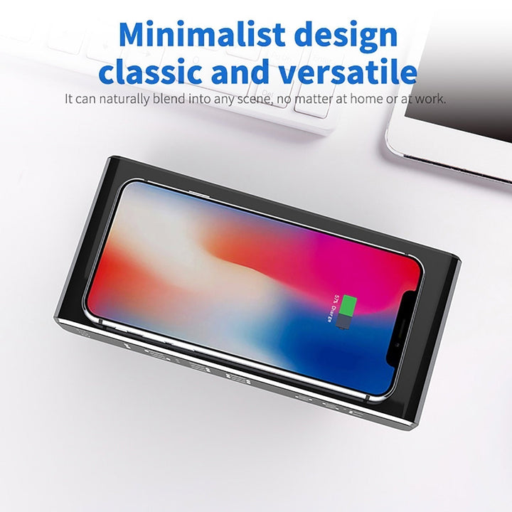 Dual-Function Alarm Clock with Slim Wireless Charging Base