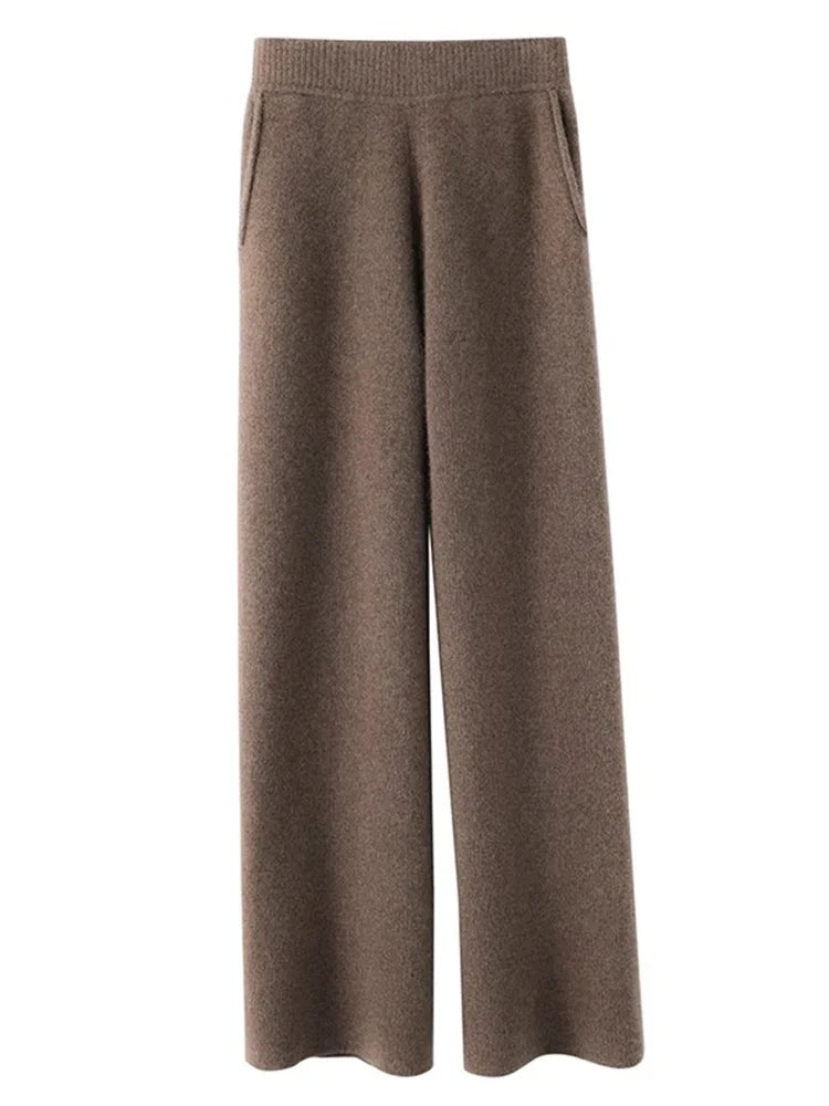 Elara Cashmere Comfort Pants for Women, High-Waisted