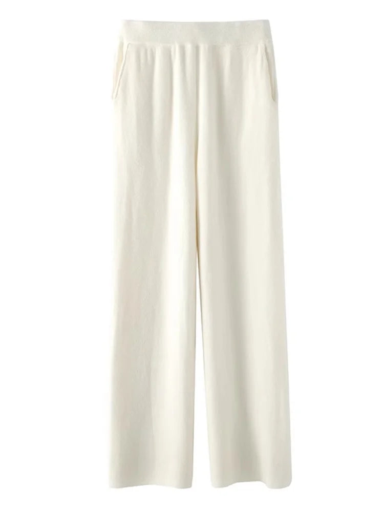 Elara Cashmere Comfort Pants for Women, High-Waisted