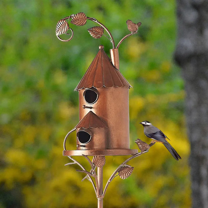 Elegant Birdhouse on a Post for Garden and Patio