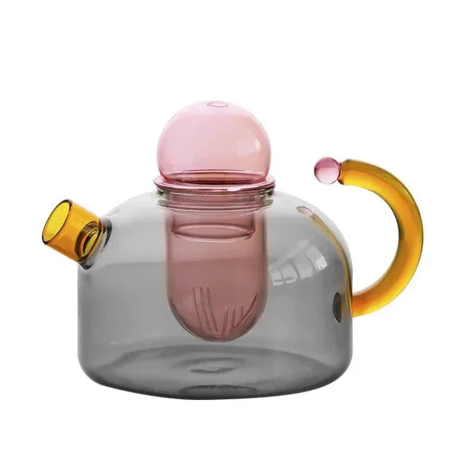 Elegant borosilicate tea set with unique design and vibrant colors – dishwasher safe, cup 80 ml, teapot 400 ml