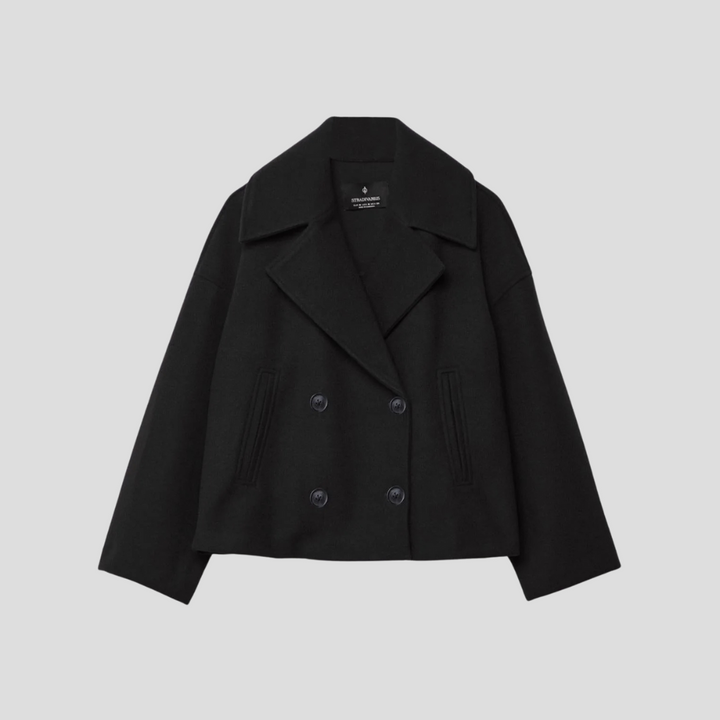 Double-Breasted Short Coat – Elegant and Timeless