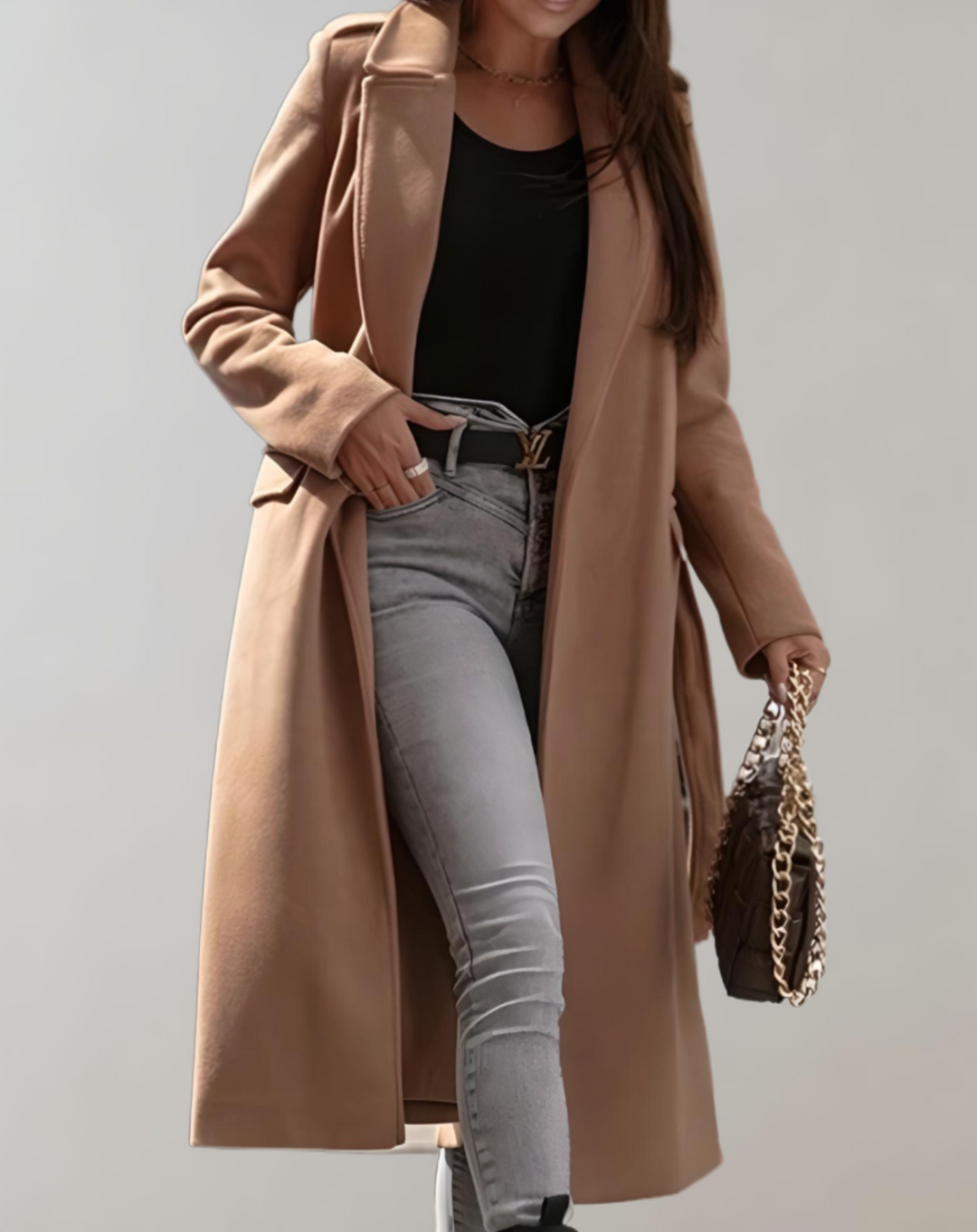 Elegant Long Belted Women&