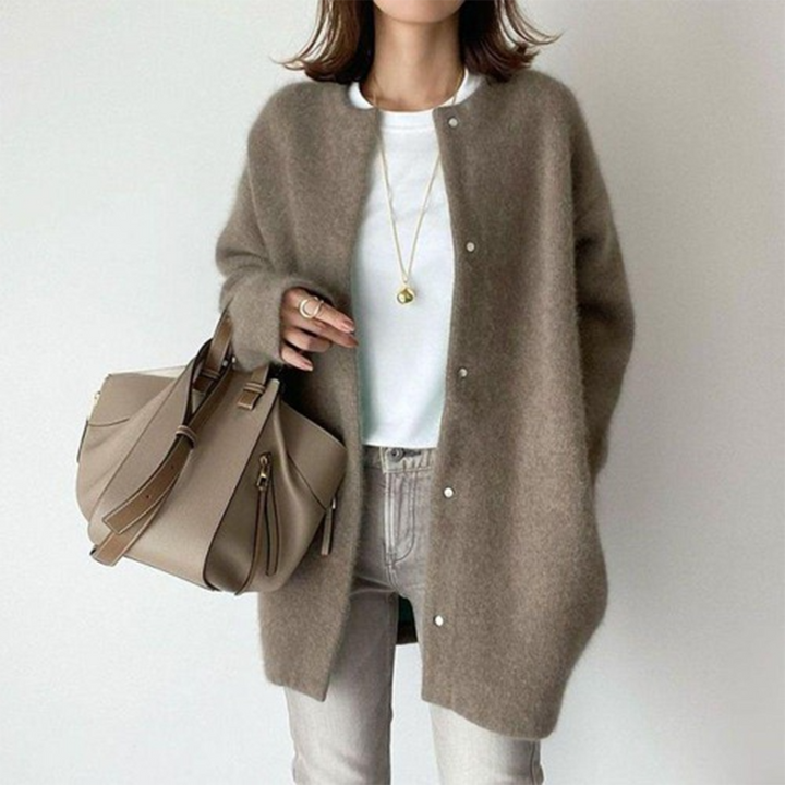 Elegant Long Sleeve Cardigan with Pockets