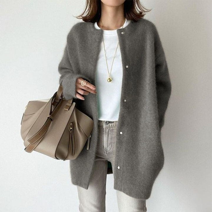 Elegant Long Sleeve Cardigan with Pockets