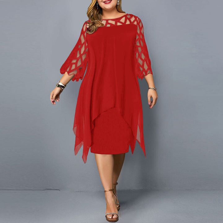 Elegant plus-size midi dress for fall