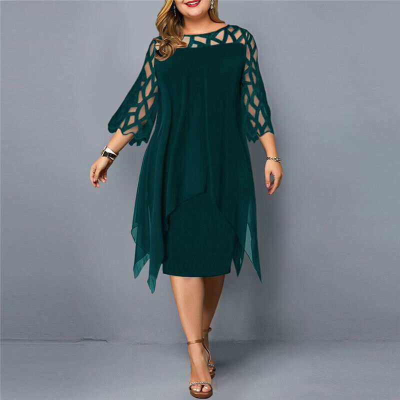 Elegant plus-size midi dress for fall