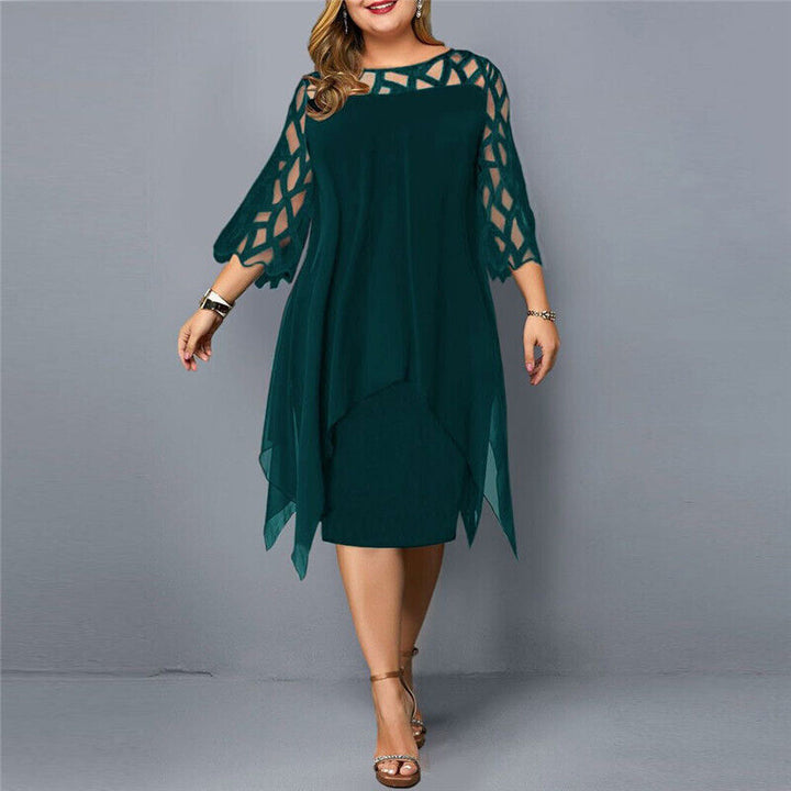 Elegant plus-size midi dress for fall