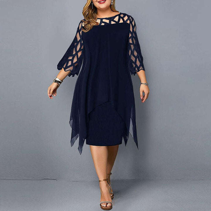 Elegant plus-size midi dress for fall