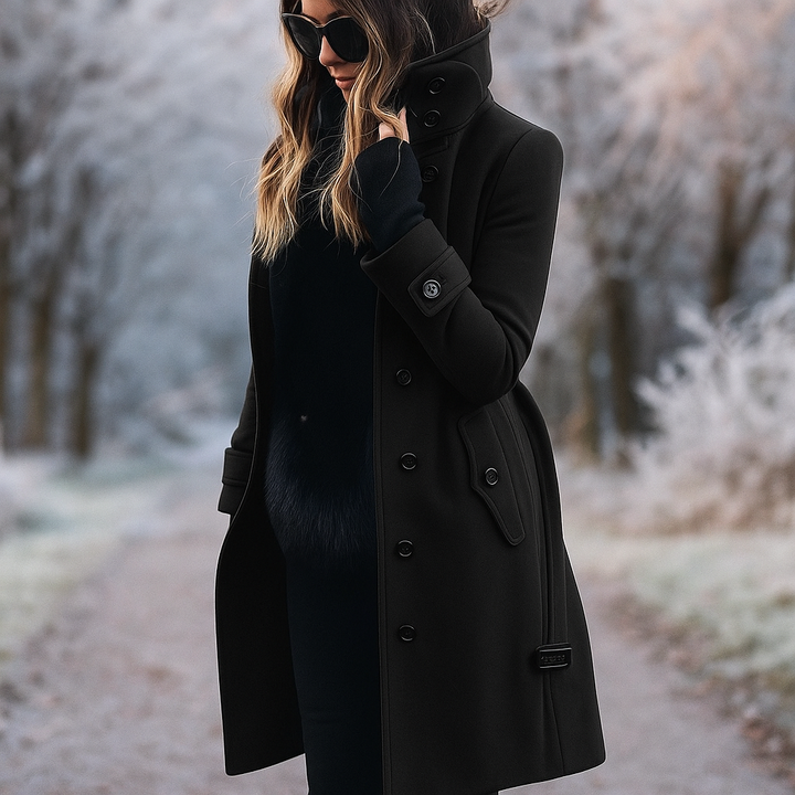 Elegant Stand-Up Collar Coat with Double Buttons