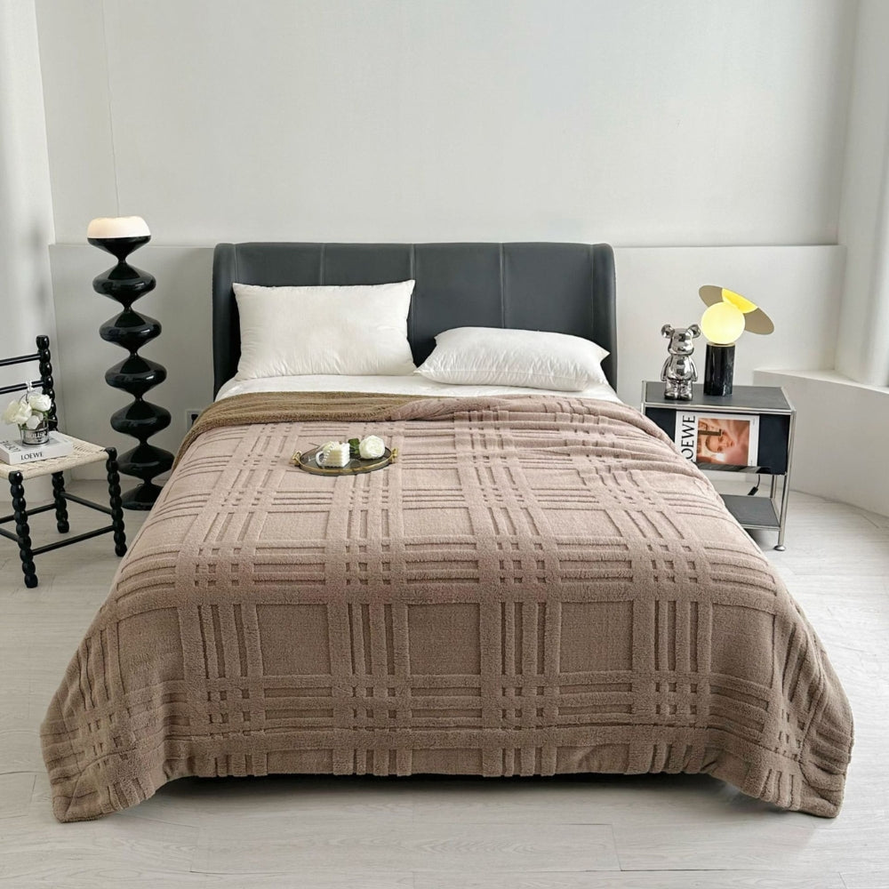 Embossed Plaid Grid Winter Blanket
