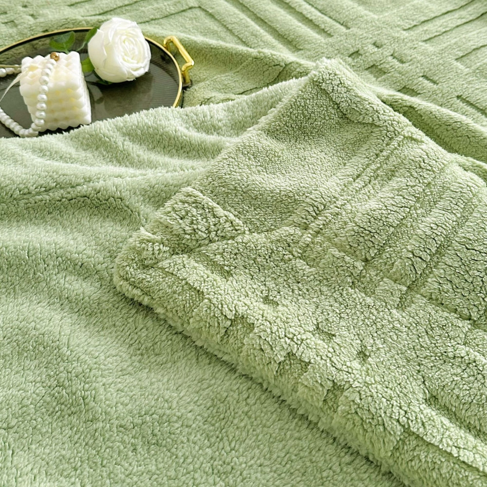 Embossed Plaid Grid Winter Blanket
