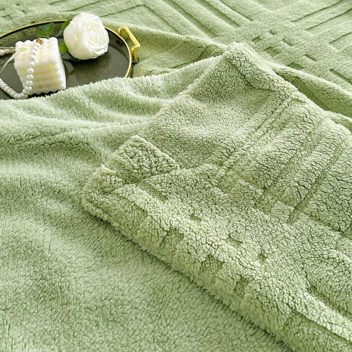 Embossed Plaid Grid Winter Blanket
