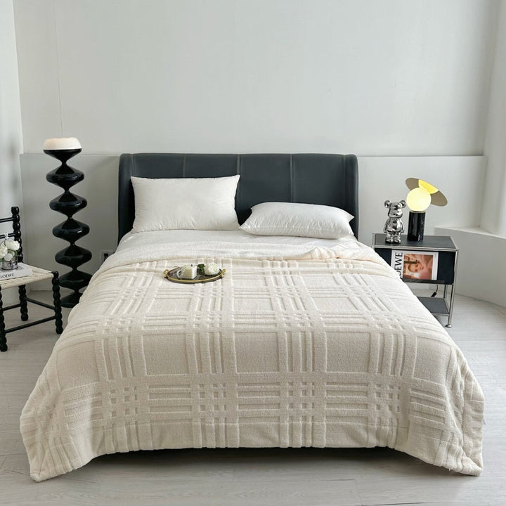 Embossed Plaid Grid Winter Blanket