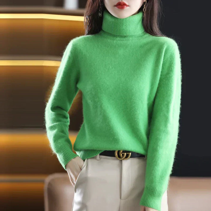 Emma High Neck Pure 100% Cashmere Sweater: for Autumn and Winter