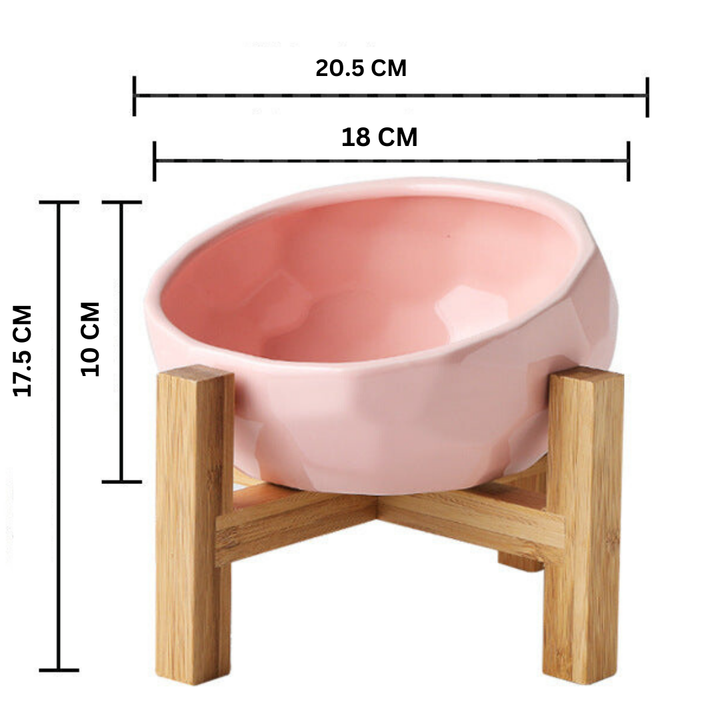 Ergonomic Elevated Pet Bowl with Non-Slip Wooden Stand