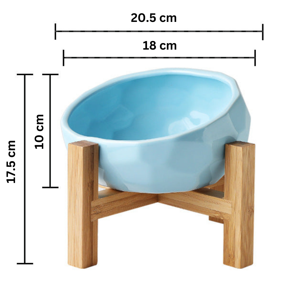 Ergonomic Elevated Pet Bowl with Non-Slip Wooden Stand