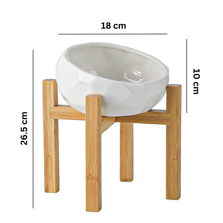 Ergonomic Elevated Pet Bowl with Non-Slip Wooden Stand