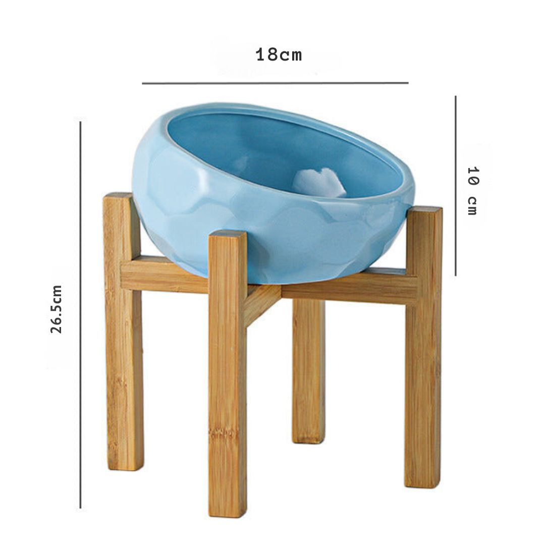 Ergonomic Elevated Pet Bowl with Non-Slip Wooden Stand