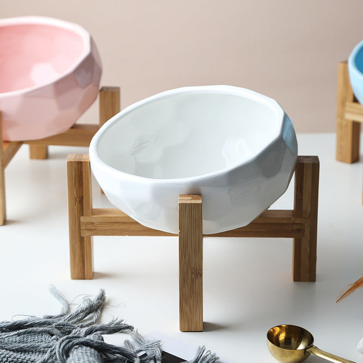 Ergonomic Elevated Pet Bowl with Non-Slip Wooden Stand