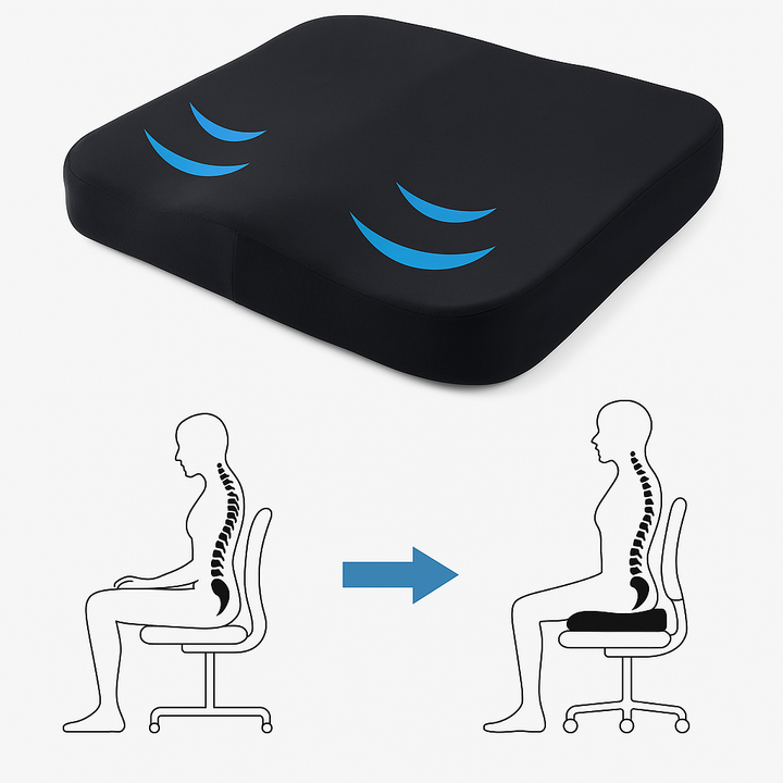 Ergonomic Seat Cushion for Hip and Back Relief