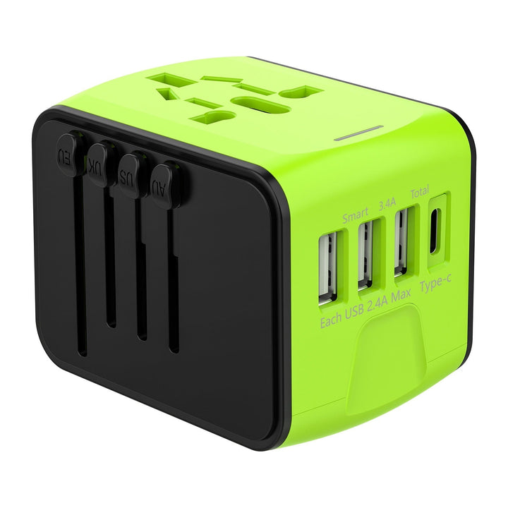 EU Travel Adapter Plug with Universal Power Outlet, USB and USB-C Ports for Worldwide Charging