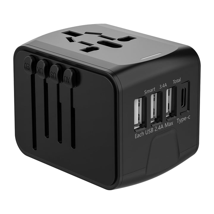 EU Travel Adapter Plug with Universal Power Outlet, USB and USB-C Ports for Worldwide Charging