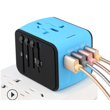 EU Travel Adapter Plug with Universal Power Outlet, USB and USB-C Ports for Worldwide Charging