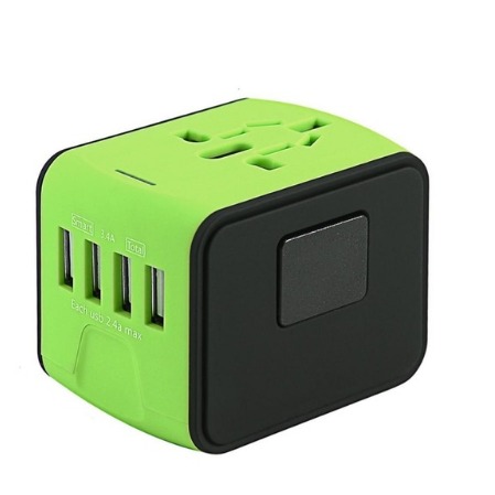 EU Travel Adapter Plug with Universal Power Outlet, USB and USB-C Ports for Worldwide Charging