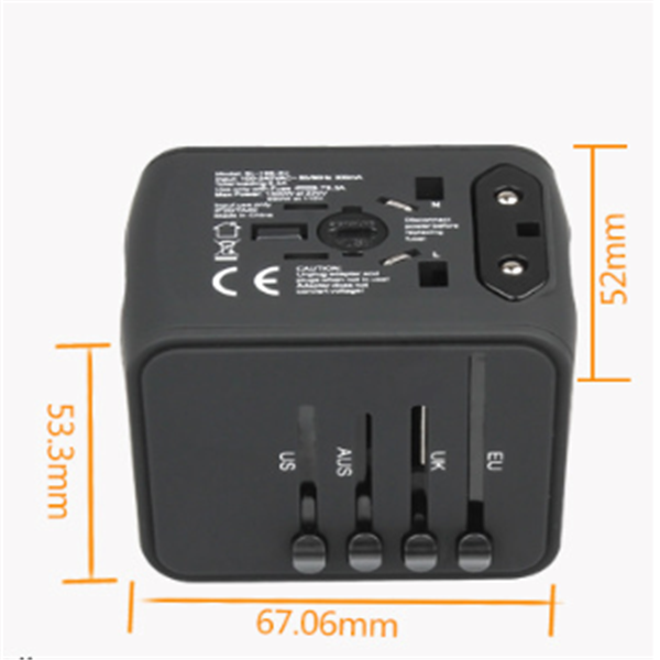 EU Travel Adapter Plug with Universal Power Outlet, USB and USB-C Ports for Worldwide Charging