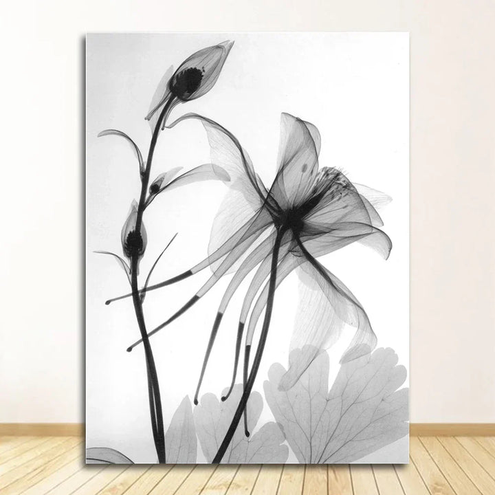 Exotic Flowers Minimalist Black and White Wall Art Fine Art Canvas Prints Modern Botanical Pictures for Living Room, Dining Room and Office Decor