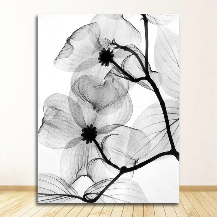 Exotic Flowers Minimalist Black and White Wall Art Fine Art Canvas Prints Modern Botanical Pictures for Living Room, Dining Room and Office Decor