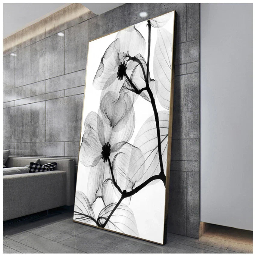 Exotic Flowers Minimalist Black and White Wall Art Fine Art Canvas Prints Modern Botanical Pictures for Living Room, Dining Room and Office Decor