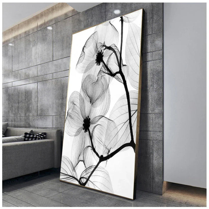 Exotic Flowers Minimalist Black and White Wall Art Fine Art Canvas Prints Modern Botanical Pictures for Living Room, Dining Room and Office Decor