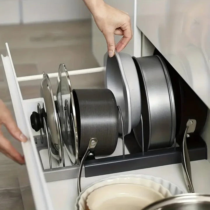 Expandable Pot and Pans Organizer Rack