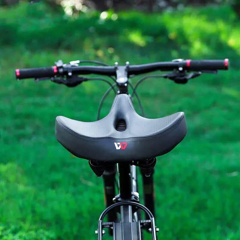 Extra Wide Bike Saddle with Cutout, High-Density Padding &amp; Suspension